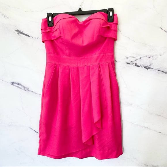 BCBGeneration Hot Pink Strapless Dress w/ Pockets Size 0 - Picture 1 of 12